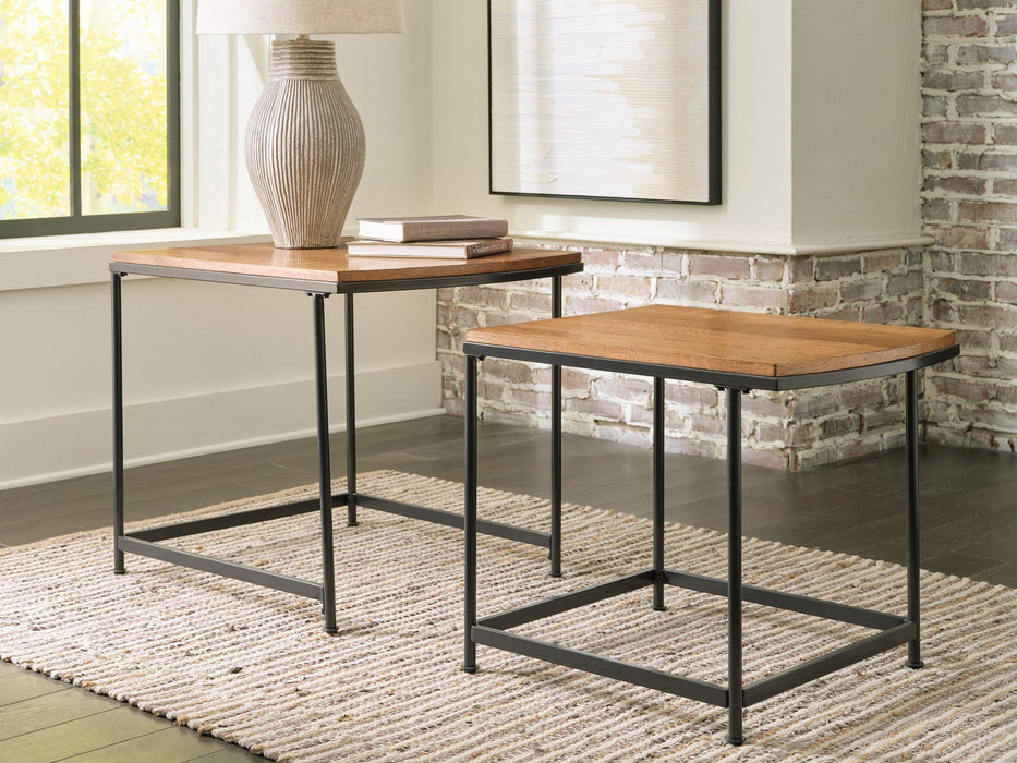 Drezmoore Light Brown/Black Nesting End Table (Set of 2)