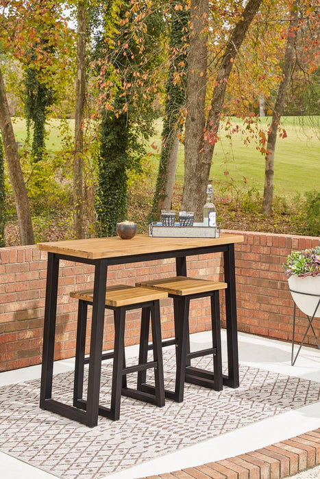 Town Wood Brown/Black Outdoor Counter Table Set (Set of 3)