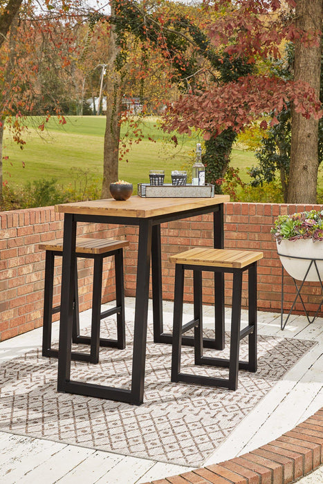 Town Wood Brown/Black Outdoor Counter Table Set (Set of 3)