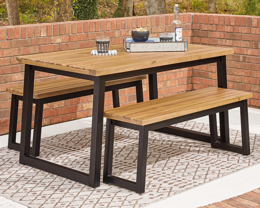 Town Wood Brown/Black Outdoor Dining Table Set (Set of 3)