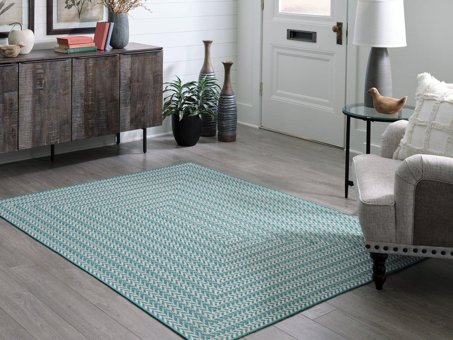 Atlow Aqua/Ivory 5'3" x 7' Rug