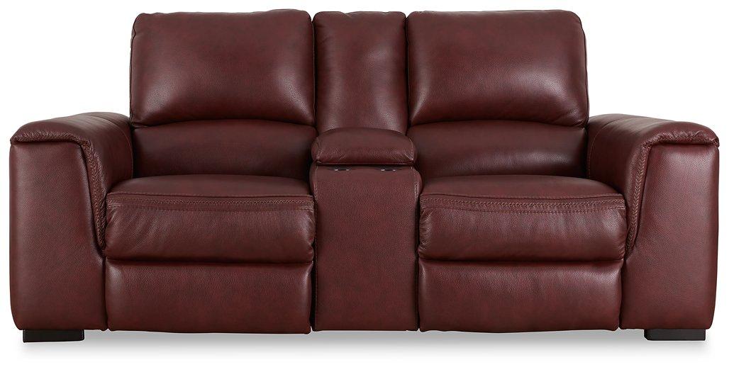 Alessandro Garnet Power Reclining Loveseat with Console