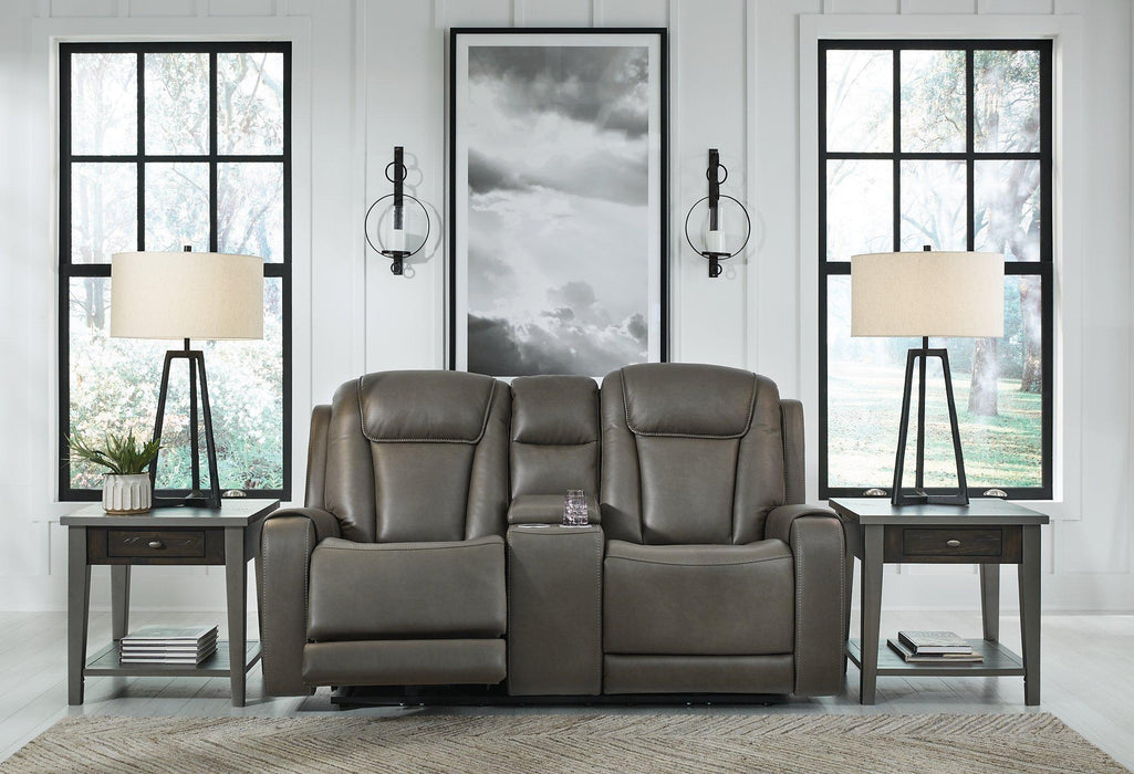 Card Player Smoke Power Reclining Loveseat