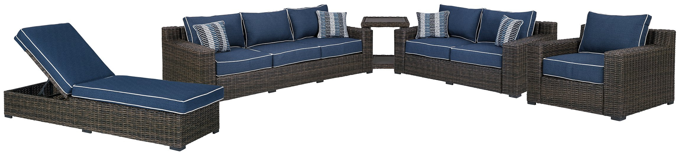 Grasson Lane 5-Piece Outdoor Sofa and Loveseat with Lounge Chairs and End Table