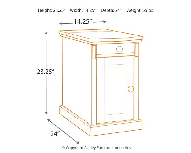 Laflorn Chairside End Table with USB Ports & Outlets