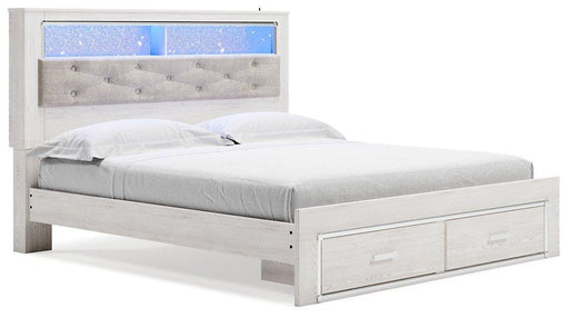 Altyra White King Upholstered Bookcase Bed with Storage image